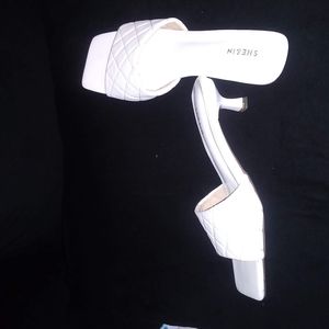 White Square Toe Heels
